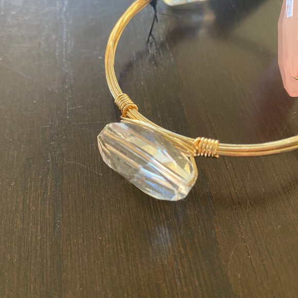 NWT Cruise Club Pink & Clear Gold Wrapped Wire Bangle Bracelets | large size - Picture 5 of 5